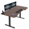 VIVO Electric 63 x 32 inch Standing Desk Workstation, Memory Controller Height Adjustment, 1B Series, Dark Walnut Top Black Fram