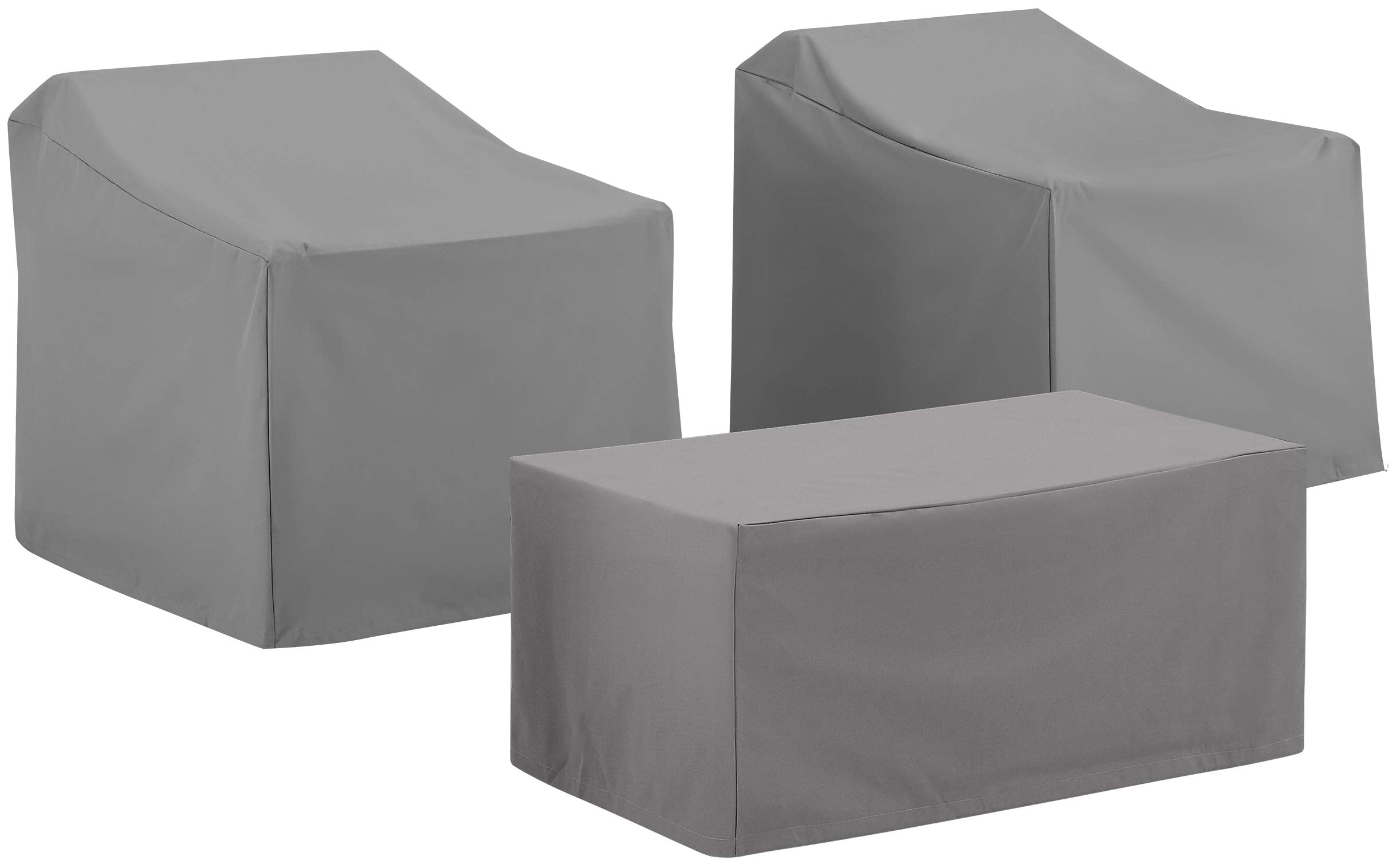 Crosley Furniture Patio Furniture Covers, Waterproof 3-Piece Cover Set for Outdoor Chairs and Coffee Table, Gray