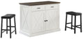 Crosley Furniture Clifton Kitchen Storage Island, Microwave Stand, Coffee Bar and Set of 2 Upholstered Saddle Stools, Distressed