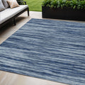 5 X 8 Blue And Navy Blue Abstract Washable Indoor Outdoor Area Rug