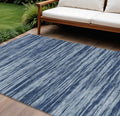 10 X 14 Blue And Navy Blue Abstract Washable Indoor Outdoor Area Rug