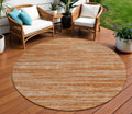 8 Copper And Rust Round Abstract Washable Indoor Outdoor Area Rug