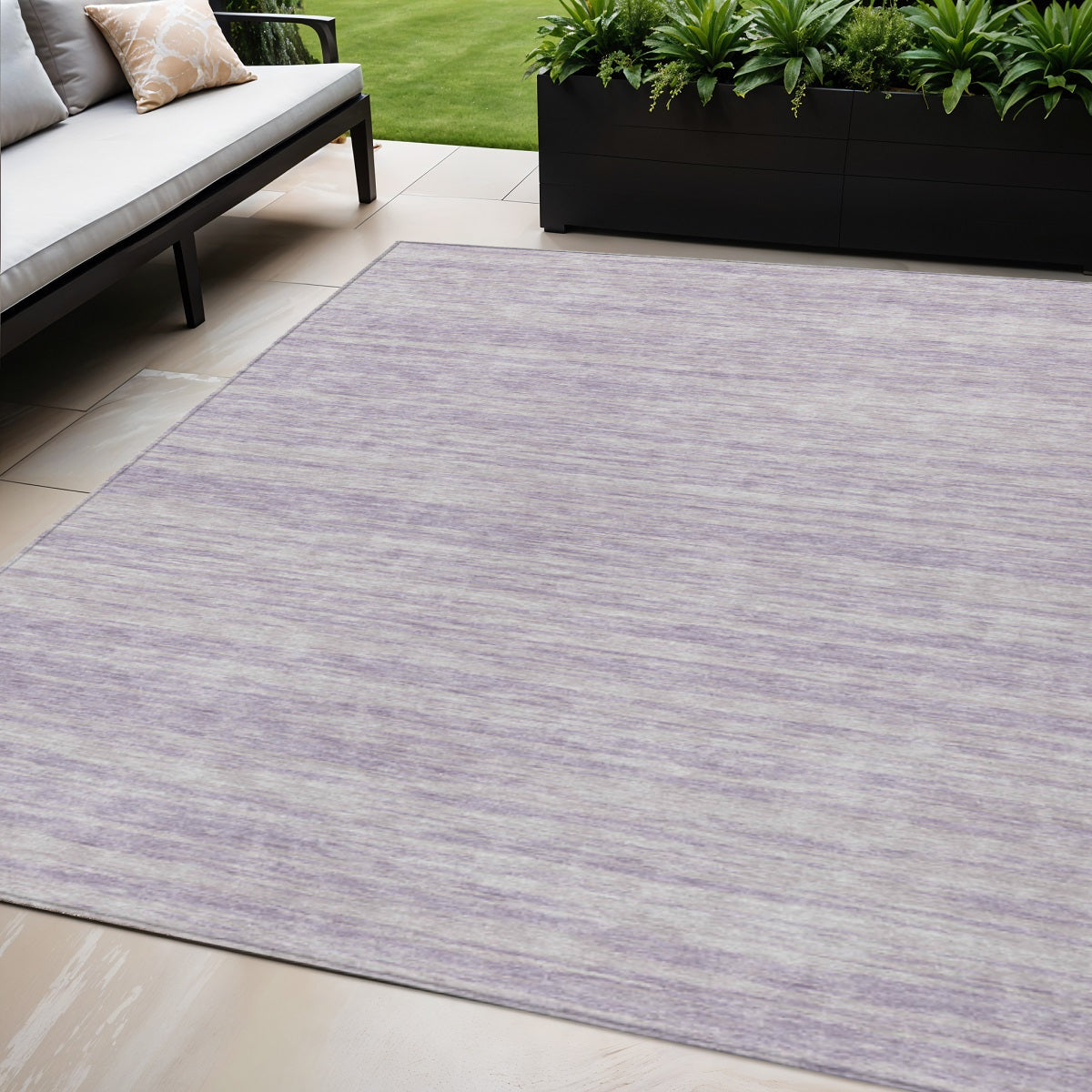 5 X 8 Lavender And Lilac Abstract Washable Indoor Outdoor Area Rug