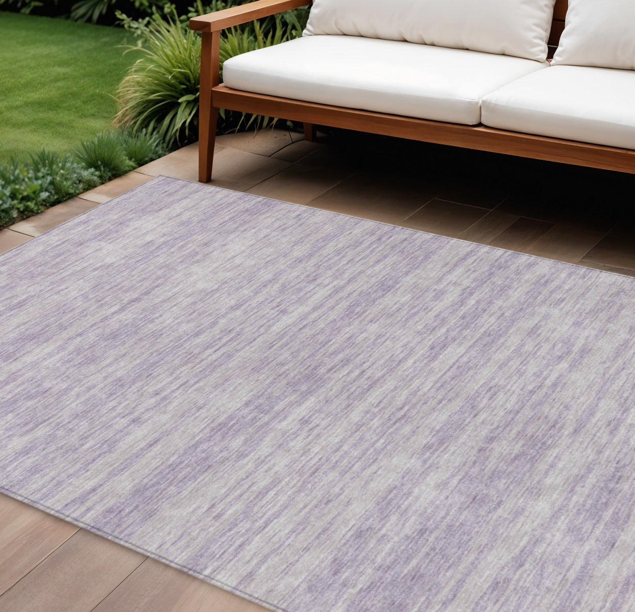 8 X 10 Lavender And Lilac Abstract Washable Indoor Outdoor Area Rug