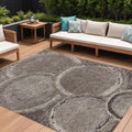 9 X 12 Chocolate And Beige Faux Bois Washable Indoor Outdoor Area Rug