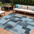 8 X 10 Sky Blue Denim Blue And Gray Geometric Washable Indoor Outdoor Area Rug