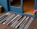 3 X 5 Gray Black And Red Striped Washable Indoor Outdoor Area Rug
