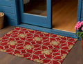 3 X 5 Orange And Gold Geometric Washable Indoor Outdoor Area Rug