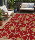 5 X 8 Orange And Gold Geometric Washable Indoor Outdoor Area Rug