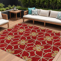 8 X 10 Orange And Gold Geometric Washable Indoor Outdoor Area Rug