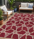 5 X 8 Burgundy And Gold Geometric Washable Indoor Outdoor Area Rug