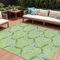10 X 14 Lime Green And Blue Geometric Washable Indoor Outdoor Area Rug