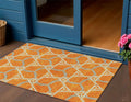 5 X 8 Orange And Blue Geometric Washable Indoor Outdoor Area Rug
