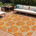 9 X 12 Orange And Blue Geometric Washable Indoor Outdoor Area Rug