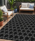 3 X 5 Black And White Geometric Washable Indoor Outdoor Area Rug