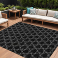 8 X 10 Black And White Geometric Washable Indoor Outdoor Area Rug