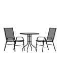 Flash Furniture Brazos 3 Piece Outdoor Patio Dining Set - 2 Black Flex Comfort Stack Chairs - 23.5 Square Tempered Glass Patio T