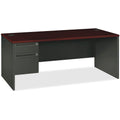 HON 38000 Series 72 by 36 by 29-1/2-Inch Left Pedestal L-Workstation Desk, Mahogany