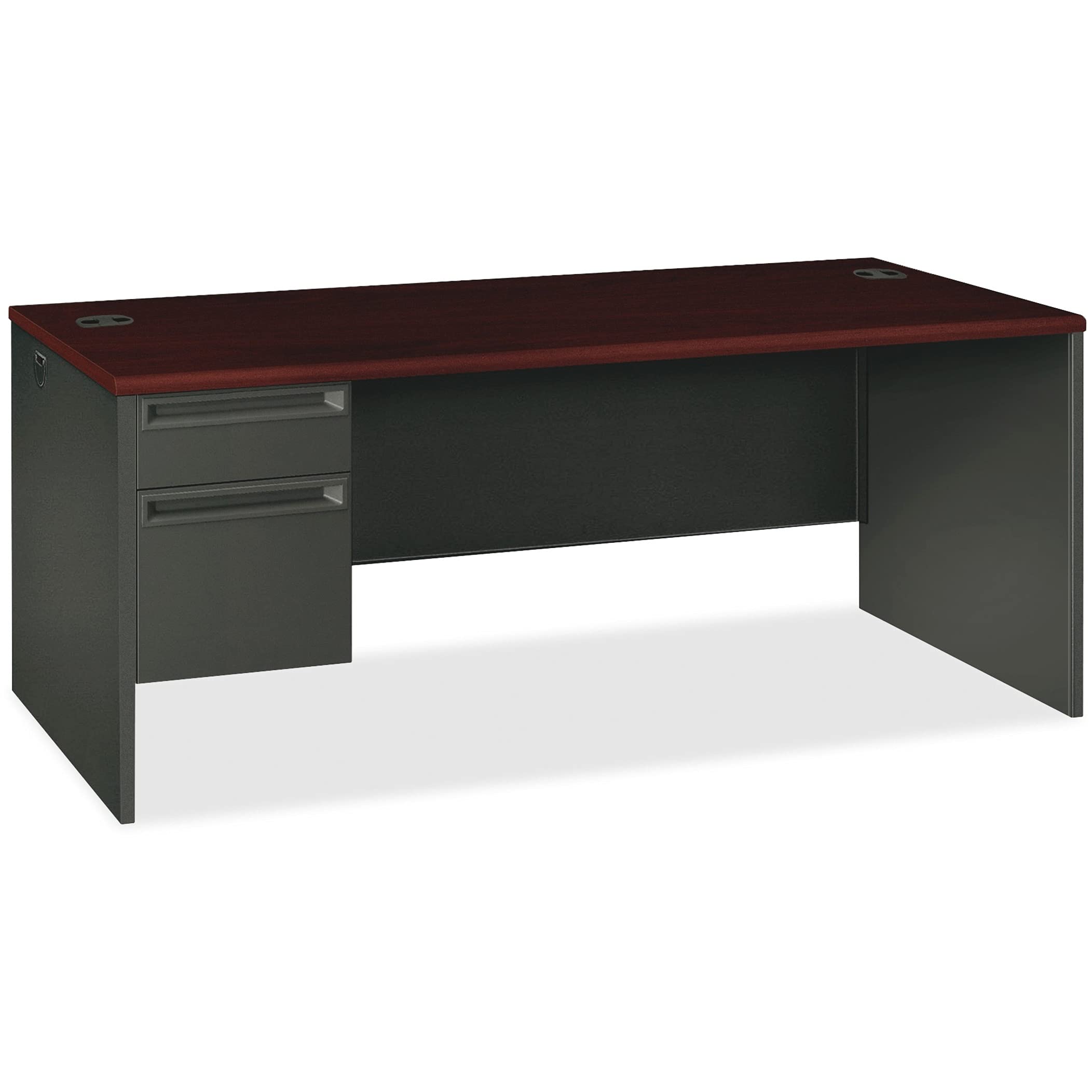 HON 38000 Series 72 by 36 by 29-1/2-Inch Left Pedestal L-Workstation Desk, Mahogany