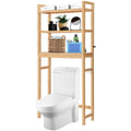 HITOMEN Over The Toilet Storage Cabinet, Bamboo Adjustable 3-Tier Above Toilet Shelf, Stable Freestanding Above Toilet Organizer