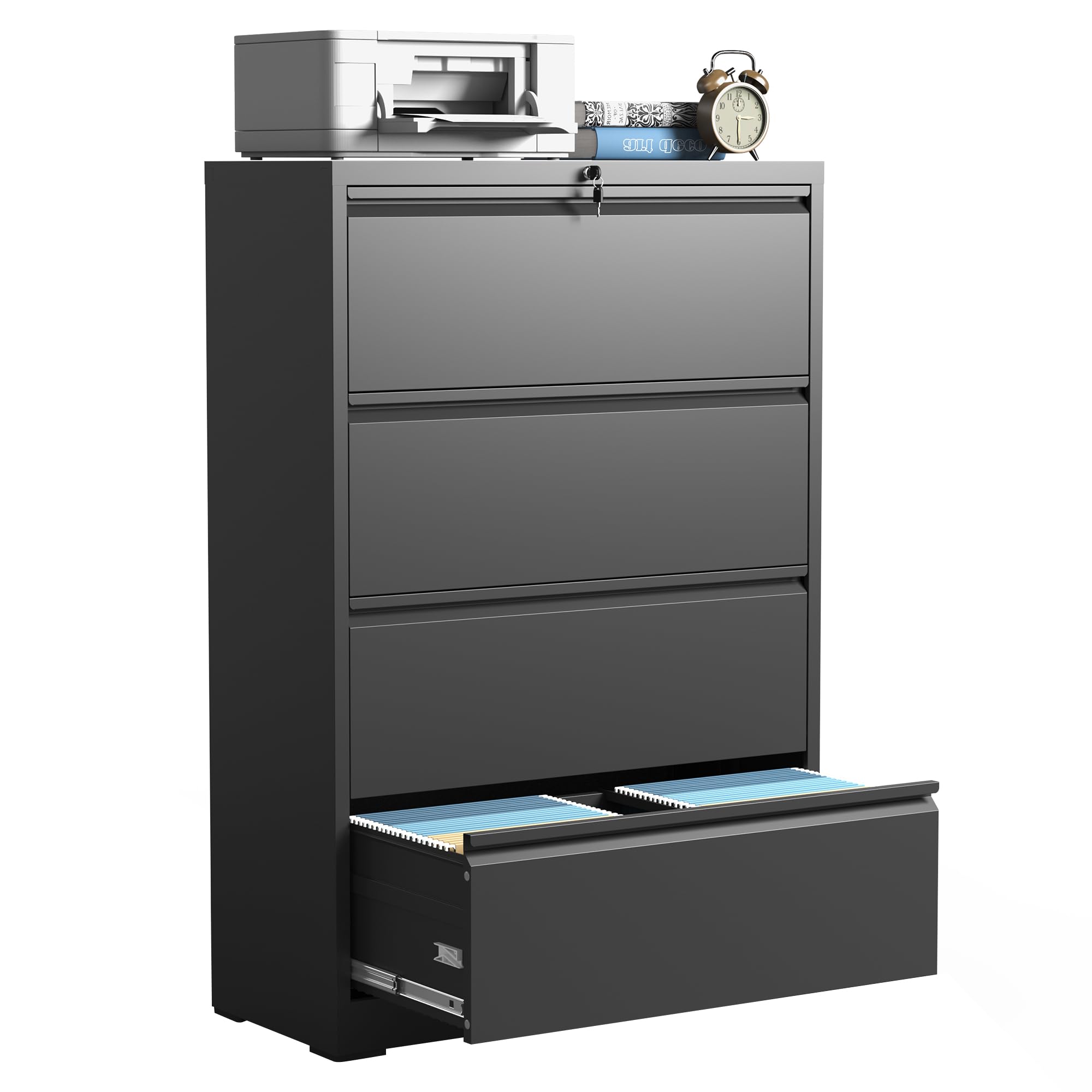4 Drawer Lateral File Cabinets,Metal Filing Cabinet for Home Office,Wide Steel Storage Cabinet Commercial Drawer for Legal/Lette