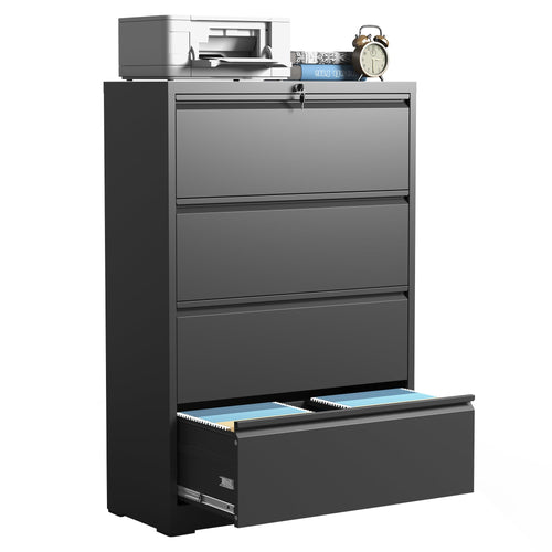 4 Drawer Lateral File Cabinets,Metal Filing Cabinet for Home Office,Wide Steel Storage Cabinet Commercial Drawer for Legal/Lette