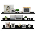 Giftgarden 36 Inch Black Floating Shelves for Wall Woodgrain Picture Ledge Large Photo Shelf for Bedroom Living Room Kitchen Bat