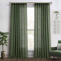 MIULEE Olive Green Linen Curtains 84 Inches Long 2 Panels for Bedroom Living Room, Back Tab & Pleat Tape with Hooks Soft Thick L