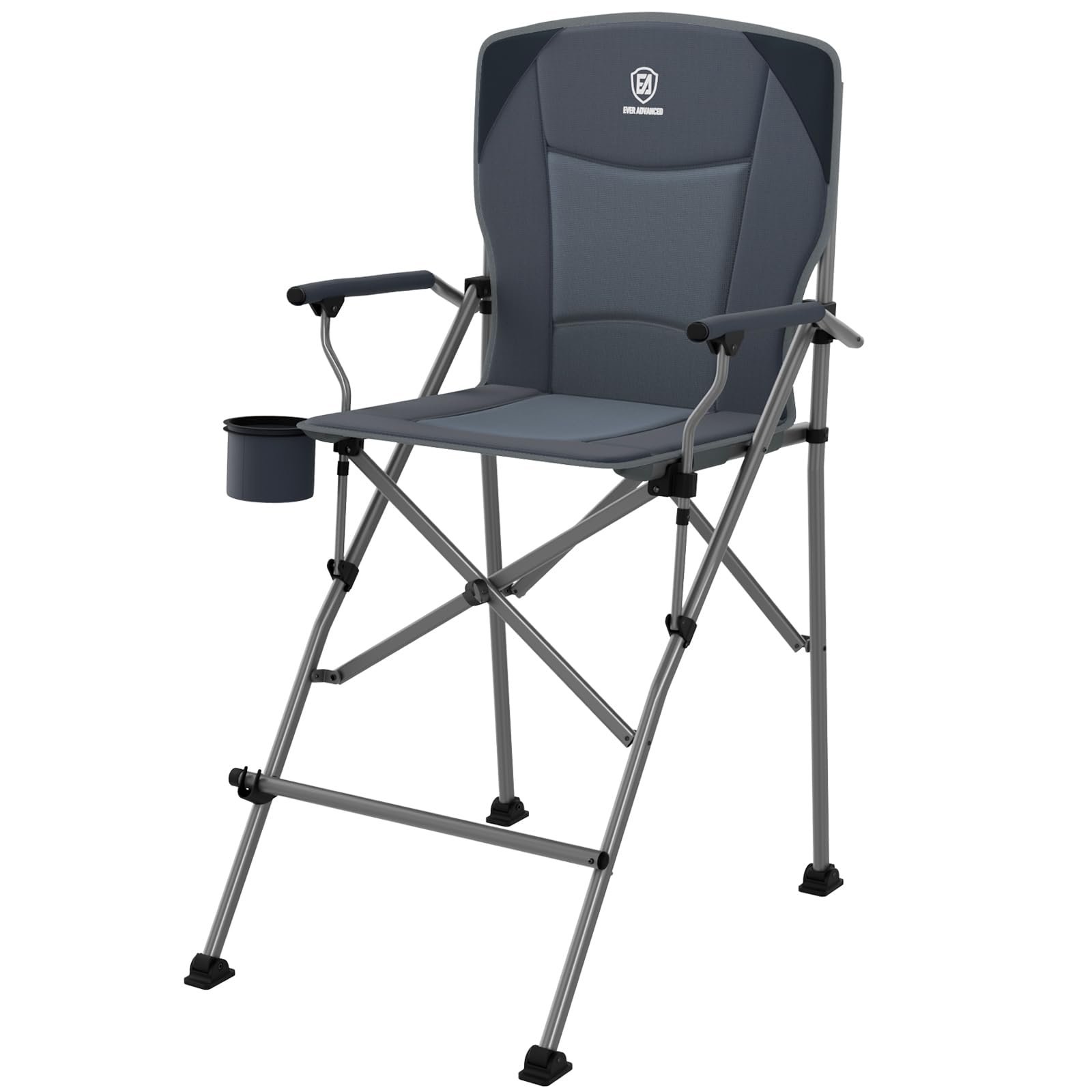 EVER ADVANCED Tall Folding Chair 31, Portable Directors Chair, Bar Height Camping Chair with Carry Bag and Footrest, Armrest, He
