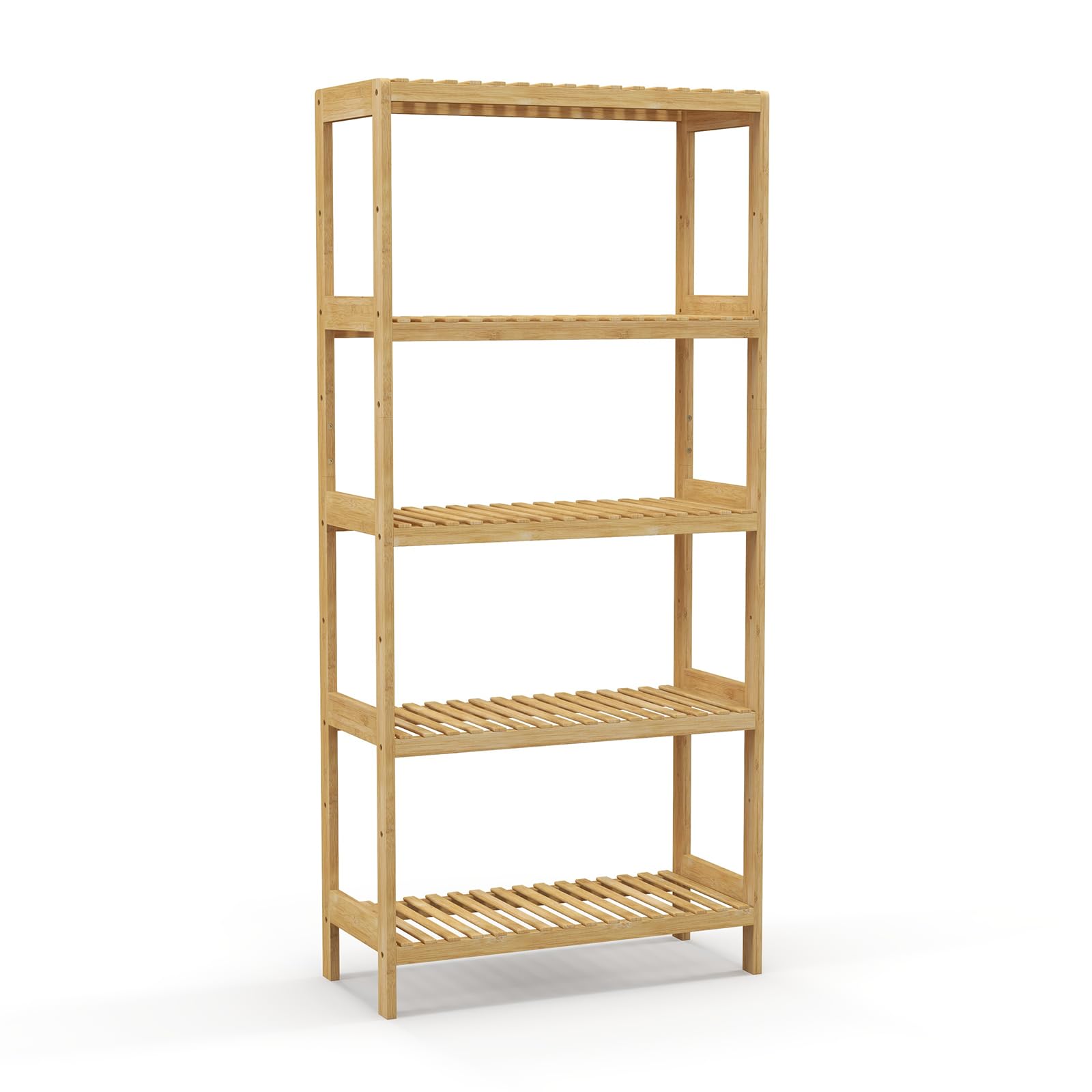 Elepude Bamboo Shelf,Bamboo Shelf Stand Utility Storage Shelf Multifunctional Bathroom Kitchen Living Room Holder Plant Flower S