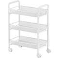JANE EYRE 3-Tier Rolling Utility Storage Rack Cart on Wheels, Trolley Craft cart, Multi-Purpose Organizer Shelf, White