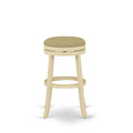 East West Furniture DVS030-202 Devers Counter Stool Bar Chair - Round Shape Sandalwood PU Leather Upholstered Bar Height Backles