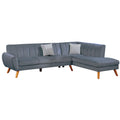 Benjara Lynn 2 Piece L Shape Sectional Sofa, Chaise, Vertical Tufted Velvet, Gray
