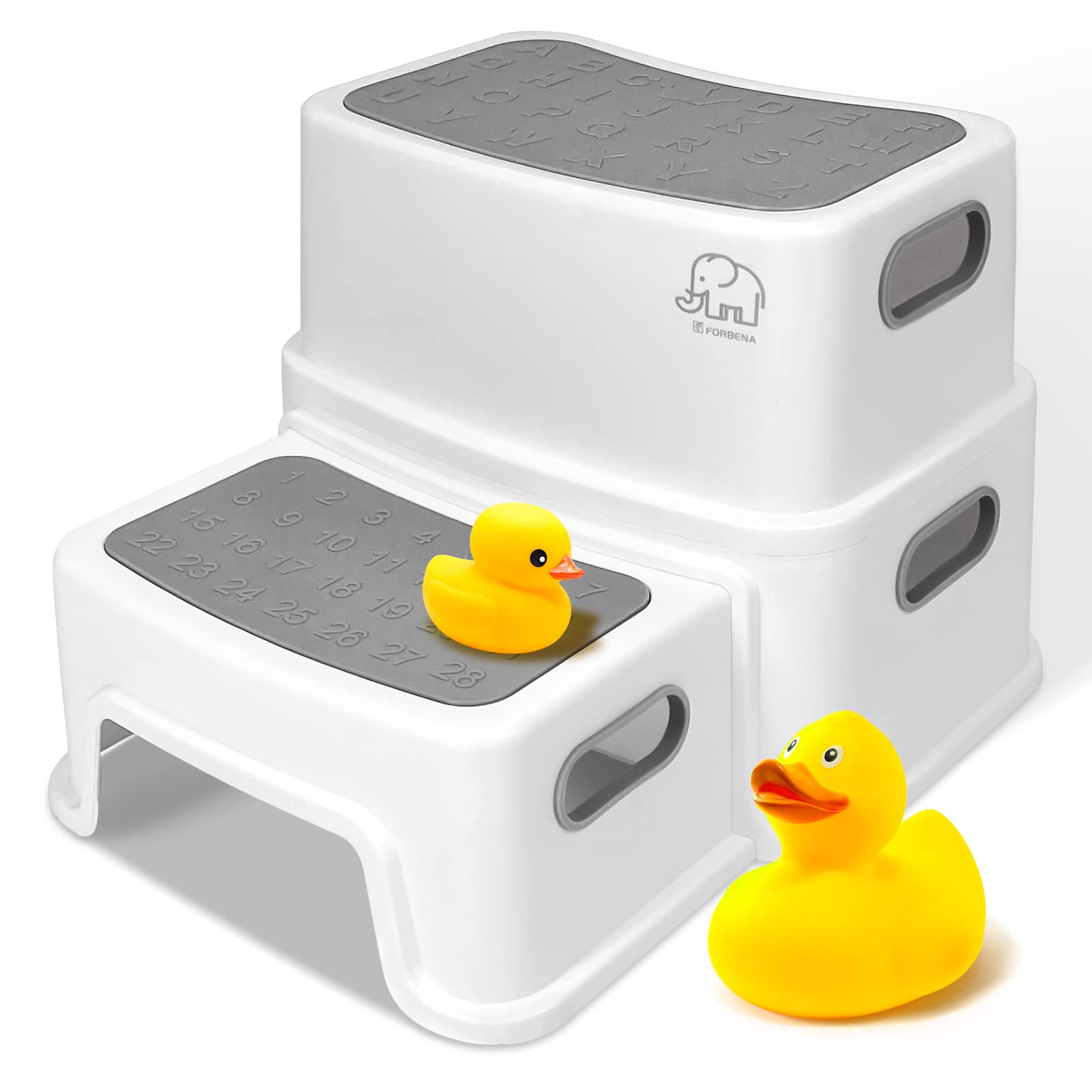 Forbena Toddler Step Stool for Bathroom Sink, 2 Step Stool for Kids Toilet Potty Training, Non-Slip Toddlers Baby Child Kid Plas