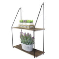 Admired By Nature 2 Tier Wall Mount Shelf, Farmhouse Shelf for Wall, Accent Wall Shelf, Shelving, Black Shelf for Bedroom, Rusti
