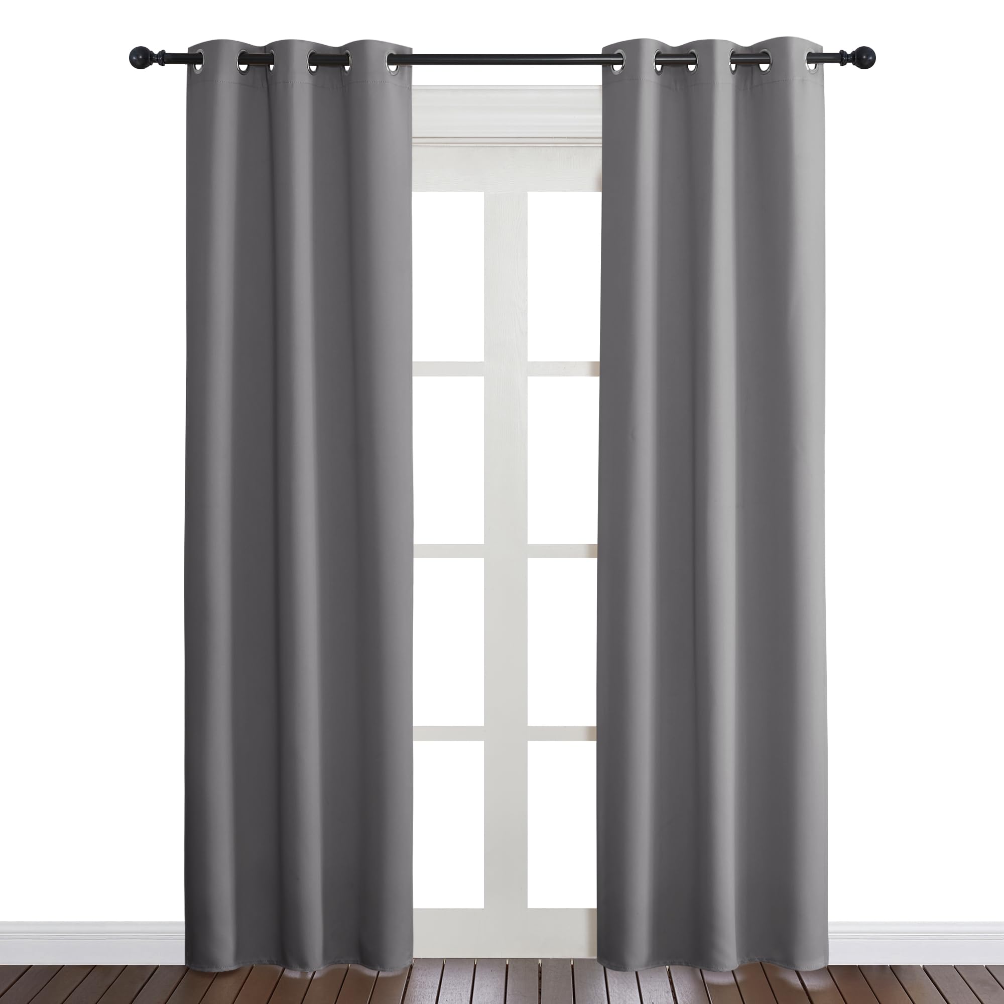 NICETOWN Gray Curtain Blackout Drape Panel, Single Panel, 34 x 84 inch, Grey, 3 Pass Microfiber Noise Reducing Thermal Insulated