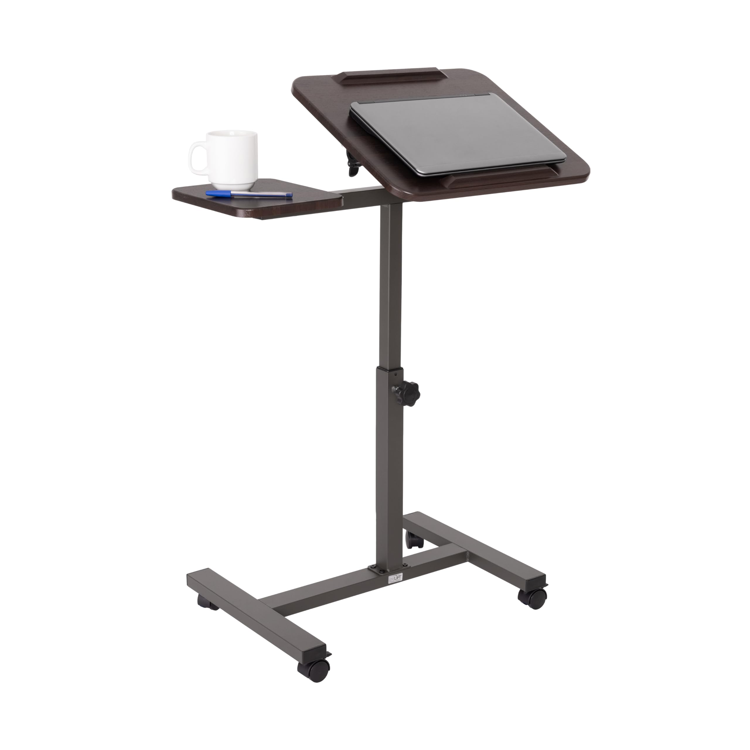 Seville Classics Airlift Height Adjustable Mobile Rolling Laptop Cart Computer Workstation Desk Home, Office, Classroom, Hospita