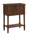 Convenience Concepts Kendra 3 Drawer Hall Table with Shelf, Dark Oak