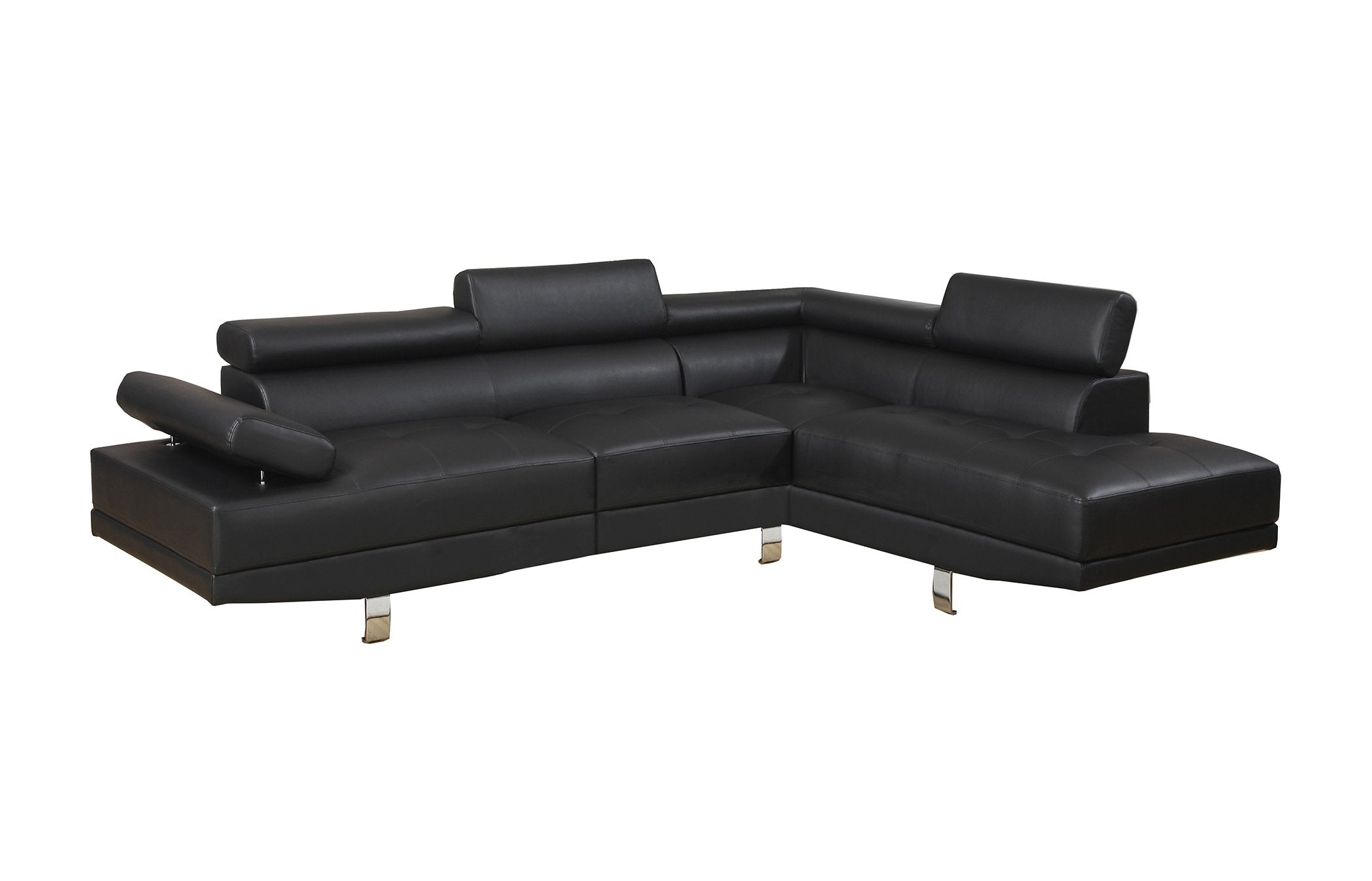 Poundex Sectional Sofa, Black