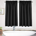 NANAN Kitchen Curtains 45 inch Long Casual Weave Small Window Curtain Kitchen Bathroom Basement Bedroom Drapes - 30 x 45, Black,