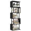 Gadroad 5-Tier Bookshelf, Tall S-Shaped Geometric Bookcase, Wood and Metal Decorative Storage Shelving, Modern Freestanding Disp