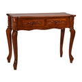 International Caravan Furniture Piece Carved Wood 2 Drawer Queen Anne Hall Table
