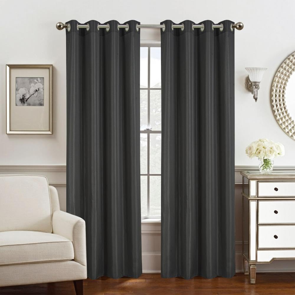 Olivia Gray PNG31606 54 x 84 in. Gilbert Solid Single Grommet Curtain Panel, Black
