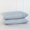 MooMee Bedding Pillowcases Pack of 2 100% Washed Cotton Linen Like Textured Breathable Durable Soft Comfy (Cornflower Blue, Stan