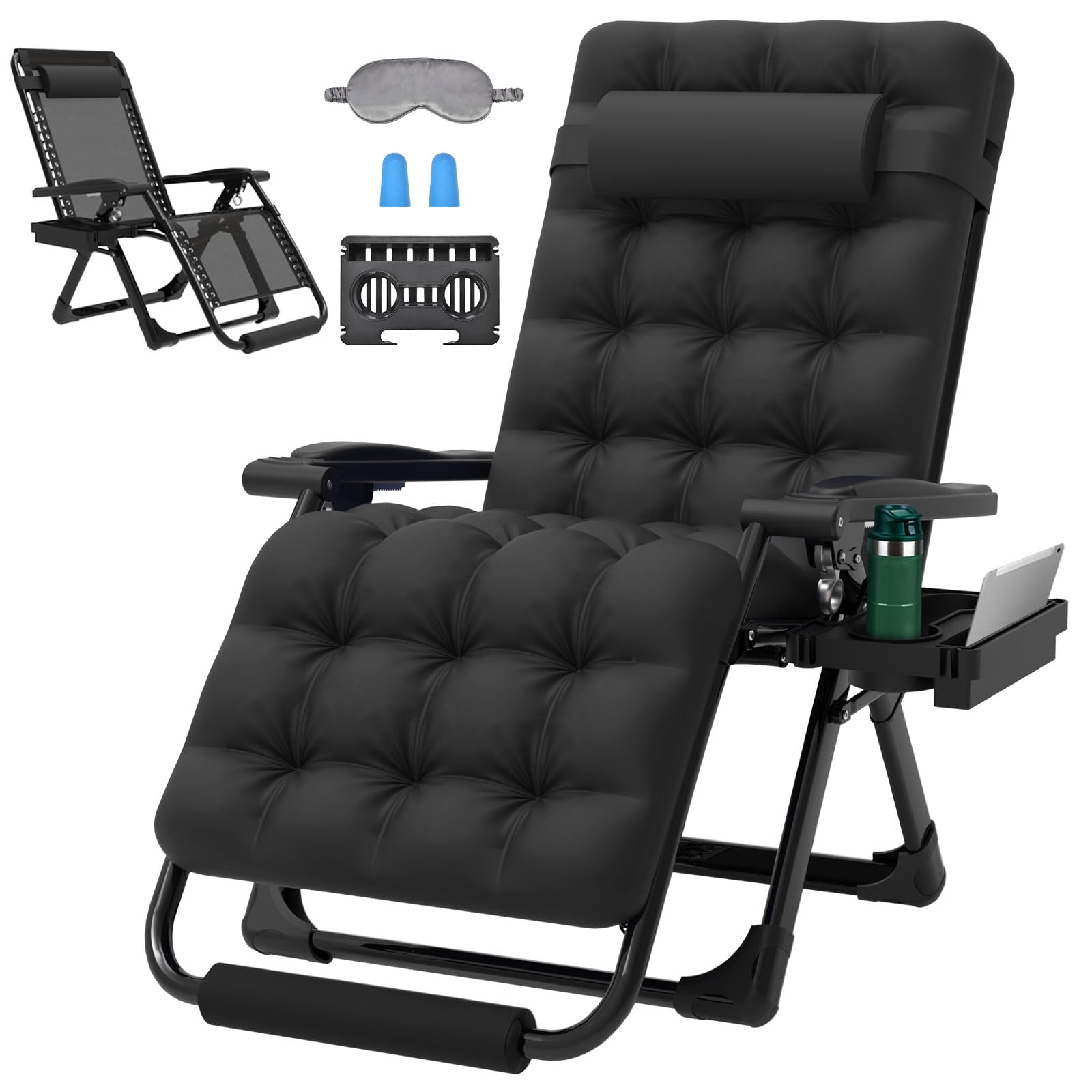 ZENPETIO 29In XL Zero Gravity Chair w/Cushion, Zero Gravity Recliner Lounge Chair for Indoor and Outdoor, Reclining Camping Chai