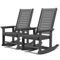 GREENVINES Outdoor Rocking Chairs | Set of 2 | Porch Rocker | HDPE Plastic | Grey | Oversized Rockers | High Back | Big & Tall |