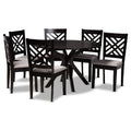 Baxton Studio Norah Grey Fabric and Dark Brown Finished Wood 7-Piece Dining Set