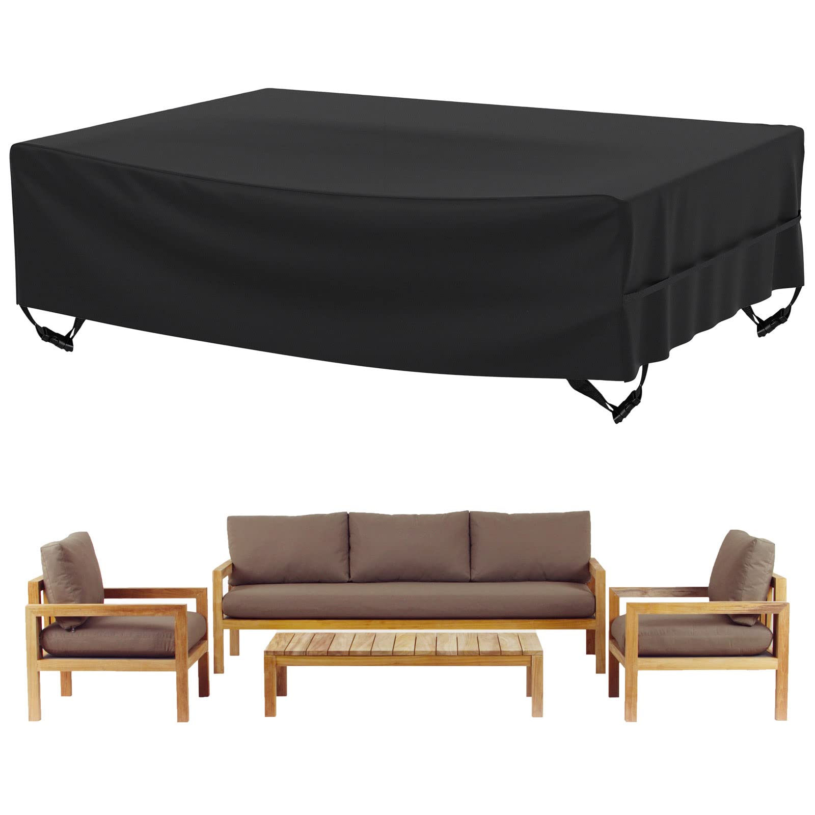 Velway Patio Furniture Cover Outdoor Waterproof Rectangular Patio Table Chair Sofa Set Cover, 108 Lx82 Wx28 H, All Weather Oxfor