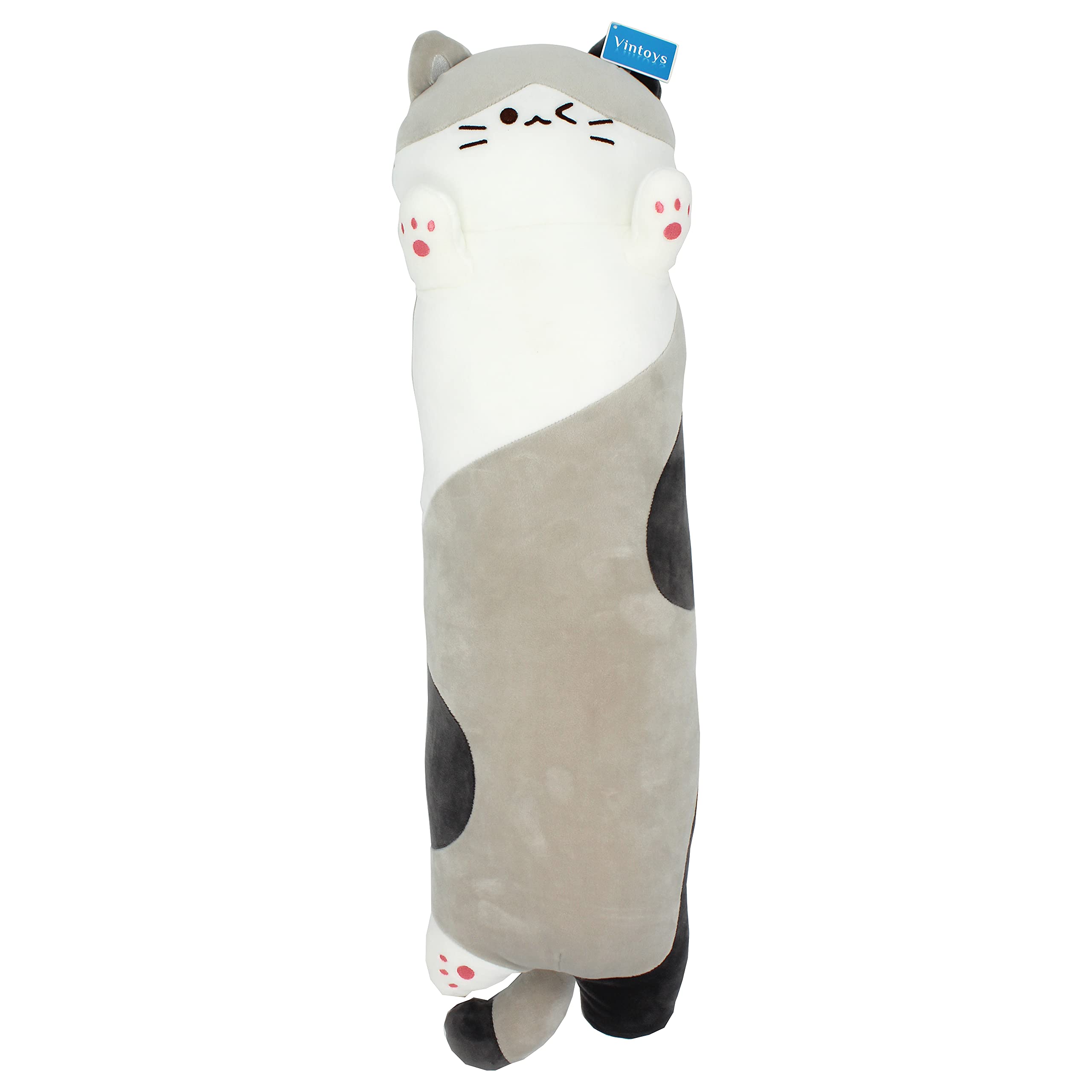 Vintoys Very Soft Cat Long Hugging Pillow Plush Kitten Kitty Stuffed Animals Gray 26