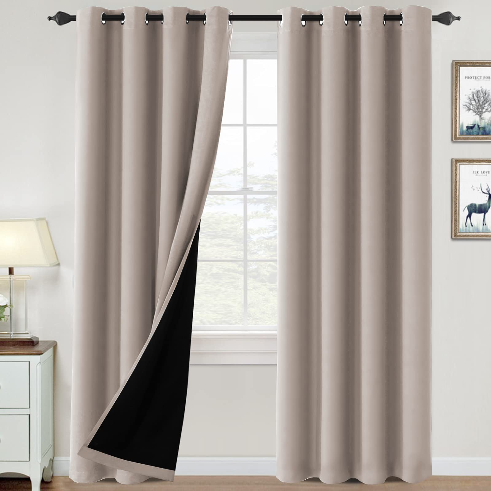 H.VERSAILTEX 100% Blackout Curtains for Bedroom Thermal Insulated Blackout Curtains 96 inch Length Heat and Full Light Blocking 